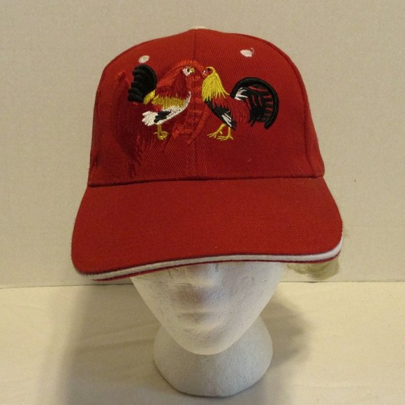 Rooster Men Adjustable Snap Back Red Yellow Black Graphic Embroidered Hat - Picture 1 of 8